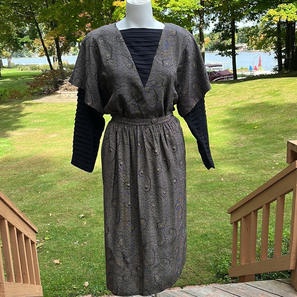 Designer Joanie Char silk VTG 2-piece dress 6-8